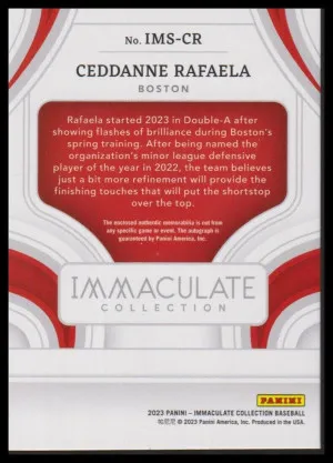 2023 Panini Immaculate Collection #IMS-CR Ceddanne Rafaela RPA #/99 back
