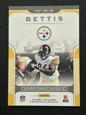 Jerome Bettis 2018 Plates & Patches Upper Echelon Autographs/15 Steelers #UEJB back