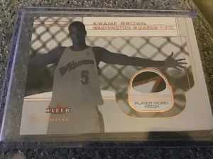2002 Fleer Kwame Brown 3 color patch Fleer exclusive front