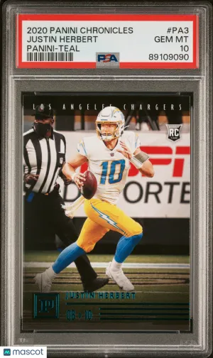 2020 Panini Chronicles Panini Justin Herbert #PA3 Rookie PSA 10 front