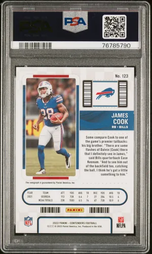 2022 Panini Contenders James Cook #123 Rookie PSA 9 back