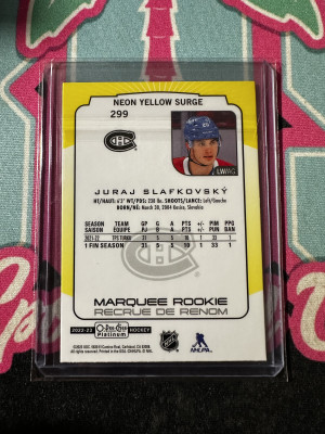 2022-23 O-Pee-Chee Platinum #299 Juraj Slafkovsky Yellow Surge Rookie SP RC back