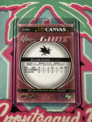 2021-22 Upper Deck Series 2 William Eklund Young Guns Canvas Rookie RC back