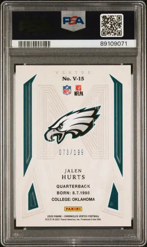 2020 Panini Chronicles Vertex Jalen Hurts #V15 Insert PSA 10 back
