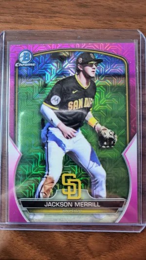 Jackson Merrill /199 Pink Refractor - Bowman Chrome front