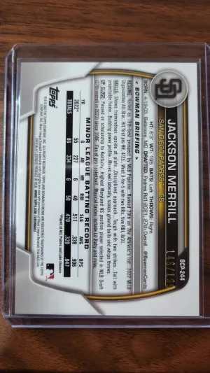 Jackson Merrill /199 Pink Refractor - Bowman Chrome back