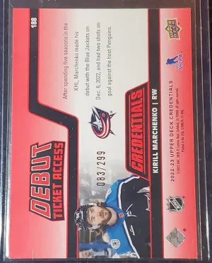 Kirill Marchenko UD  debut acess rookie  /299 back