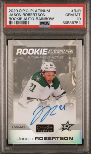 Jason Robertson OPC Platinum Rainbow Rookie Auto PSA 10 front
