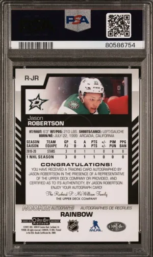 Jason Robertson OPC Platinum Rainbow Rookie Auto PSA 10 back
