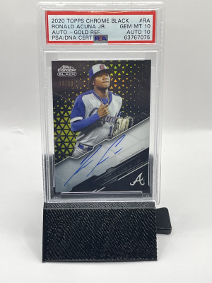 2020 Topps Chrome Black Ronald Acuna Jr. Gold refractor auto psa 10 auto 10 front