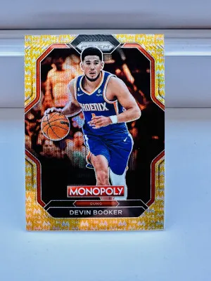 🔥 2022 PRIZM MONOPOLY DEVIN BOOKER PRIZM AS-GOLD WAVE MONEY SSP /10 front