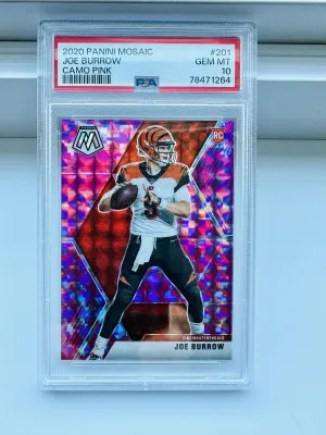 2020 Panini Mosaic Camo Pink #201 Joe Burrow Rookie RC front