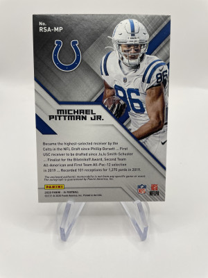 2020 Panini XR Michael Pittman Rookie Patch Auto /75 back