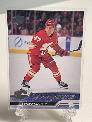 2023-24 Upper Deck Series 2 Hockey Connor Zary Flames #496 Young Guns front
