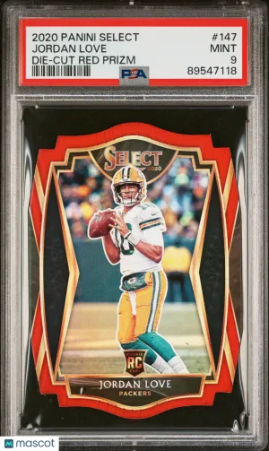 2020 Panini Select Jordan Love #147 Red Prizm Die-Cut Rookie RC SA 9 front