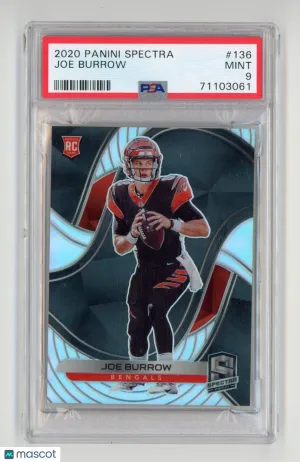 2020 Panini Spectra #136 JOE BURROW TRUE Rookie RC SP SILVER PRIZM #/99 - PSA 9 front