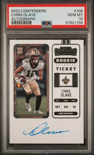 2022 Chris Olave Contenders Rookie Auto PSA 10 front