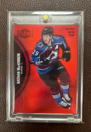2021-22 Upper Deck Skybox Metal Universe PMG Red 12/100 Nathan MacKinnon #75 front