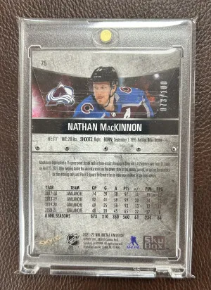 2021-22 Upper Deck Skybox Metal Universe PMG Red 12/100 Nathan MacKinnon #75 back
