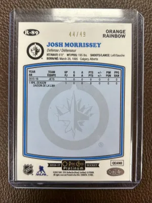 2016-17 O-Pee-Chee Platinum Retro Orange Rainbow /49 Josh Morrissey #R-89 Rookie RC back