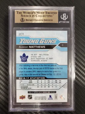 Auston Matthews Young Guns BGS 9.5 + w/ 10 2016-17 Series 1 201 Maple Leafs back