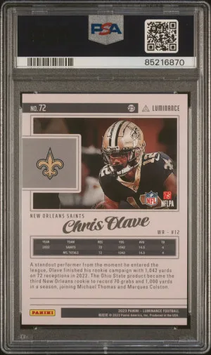 2023 Panini Luminance Chris Olave #72 Insert PSA 10 POP 1 back