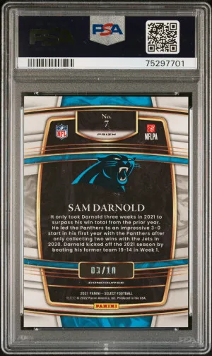 2021 Panini Select Sam Darnold #7 Insert PSA 9 pop 2 back