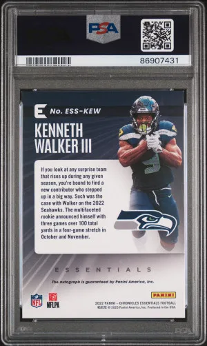 2022 Panini Chronicles Essentials Autographs Kenneth Walker III #ESSKEW Rookie PSA 8 back