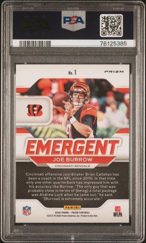 2020 Panini Prizm Emergent Joe Burrow #1 PSA 10 back