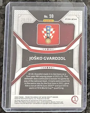 2022 Josko Gvardiol Prizm World Cup Red Mojo RC SP 28/99 back