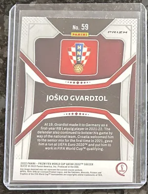 2022 Josko Gvardiol Prizm World Cup Pink RC back