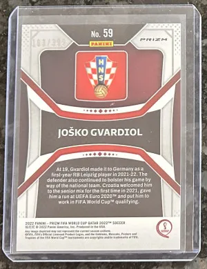 2022 Josko Gvardiol Prizm World Cup Red RC SP 163/399 back