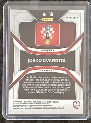 2022 Josko Gvardiol Prizm World Cup Blue RC SP 94/299 back
