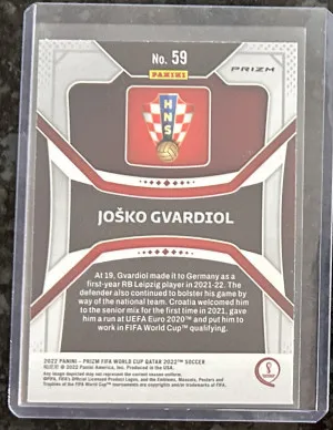 2022 Josko Gvardiol Prizm World Cup Red RC back