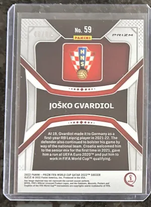 2022 Josko Gvardiol Prizm World Cup Red RC SP 46/99 back