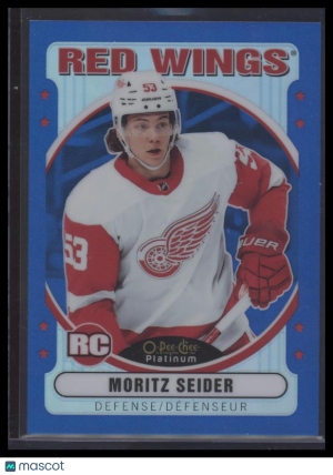 2021-22 O-Pee-Chee Platinum #R-97 Moritz Seider Retro Rookie Blue Rainbow #/199 front