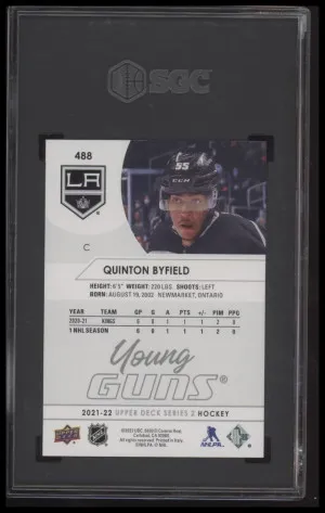 2021-22 Upper Deck #488 Quinton Byfield Young Guns Rookie RC SGC 10 back