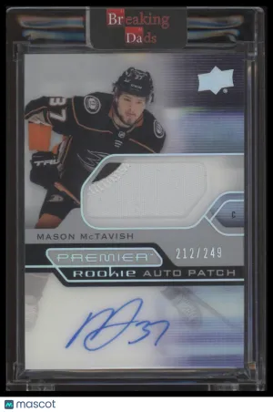 2021 Upper Deck Premier Mason McTavish #AR-MM Rookie Patch Auto #'d /249 front