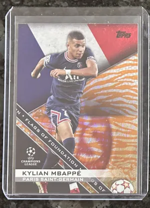 2021-22 Kylian Mbappe Topps UEFA Champions League Flags of Foundafion SP 61/75 front