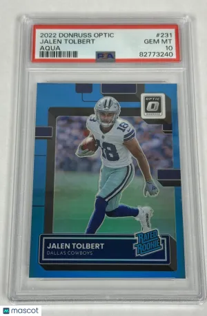2022 Donruss Optic Jalen Tolbert Rated Rookie RC Aqua # /299 PSA 10 Gem Mint front