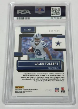 2022 Donruss Optic Jalen Tolbert Rated Rookie RC Aqua # /299 PSA 10 Gem Mint back