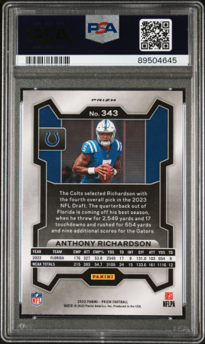 2023 Panini Prizm Anthony Richardson #343 PSA 9 back