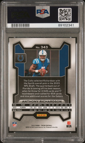 2023 Panini Prizm Anthony Richardson #343 Rookie PSA 10 back