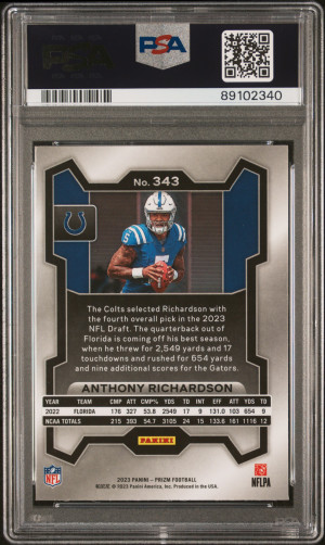 2023 Panini Prizm Anthony Richardson #343 Rookie PSA 10 back