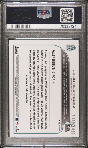 Julio Rodriguez Rookie Topps Update Gold /2022 back