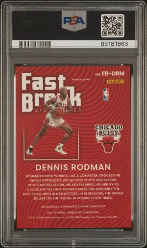 Dennis Rodman 2021-22 Donruss Optic Fast Break Signatures #FBDRM PSA 10 Bulls back