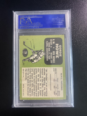 Gordie Howe 1970 Topps back