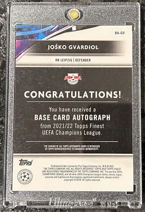 2021-22 Josko Gvardiol Topps Finest Champions League Base Auto back