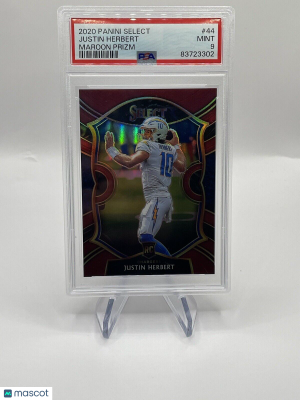 2020 Panini Select Justin Herbert Rookie Maroon  /149 #44 RC PSA 9 RARE 🔥 front