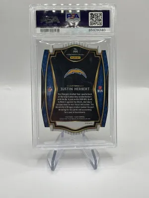 2020 Select Justin Herbert Rookie Neon Green Die Cut Rookie RC 144 PSA 10 🔥 back